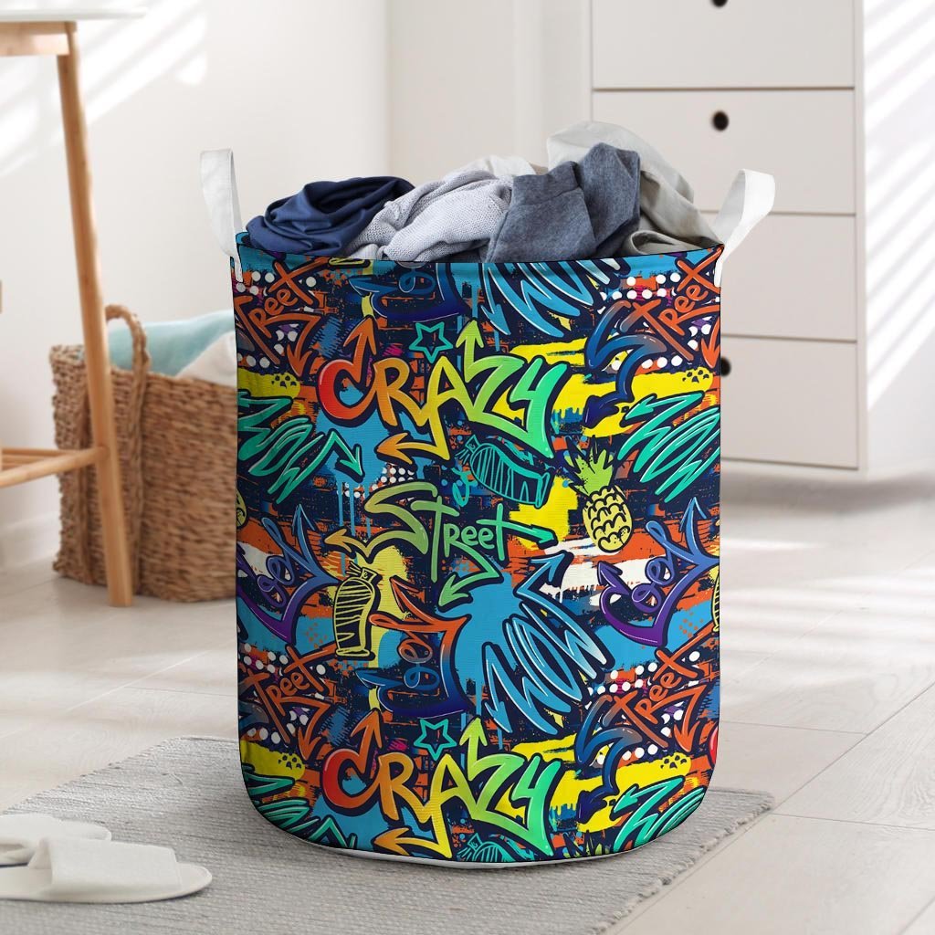 Graffiti Backdrop Print Laundry Basket-grizzshop