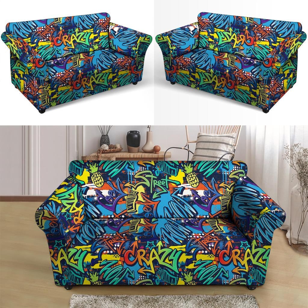 Graffiti Backdrop Print Loveseat Cover-grizzshop