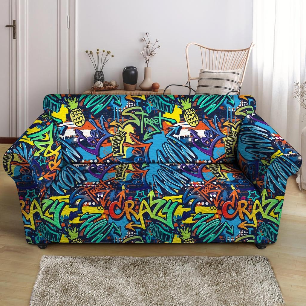 Graffiti Backdrop Print Loveseat Cover-grizzshop