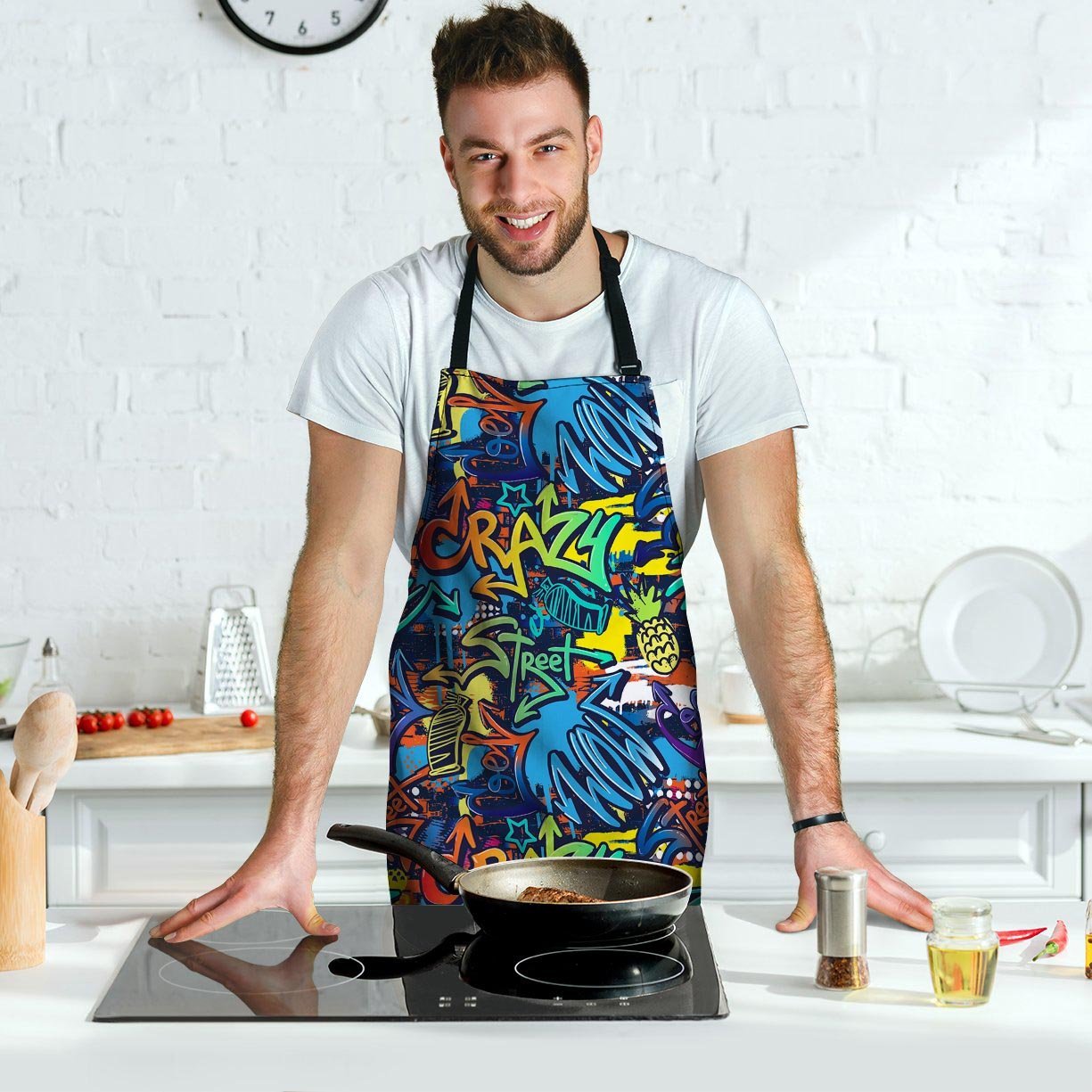 Graffiti Backdrop Print Men's Apron-grizzshop