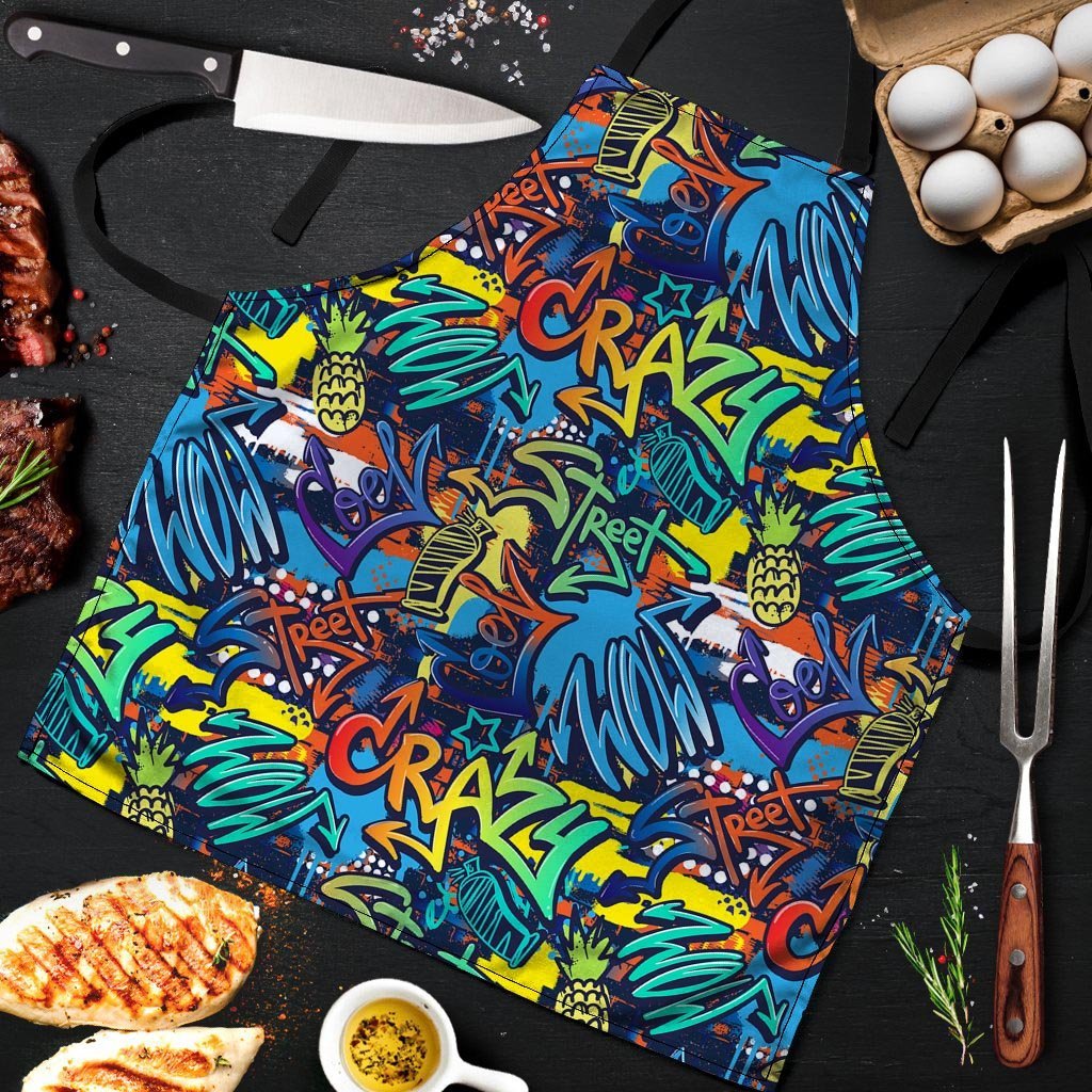 Graffiti Backdrop Print Men's Apron-grizzshop