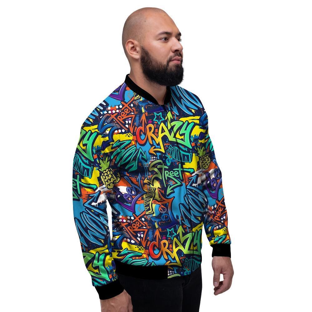 Graffiti Backdrop Print Men's Bomber Jacket-grizzshop