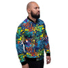 Graffiti Backdrop Print Men's Bomber Jacket-grizzshop