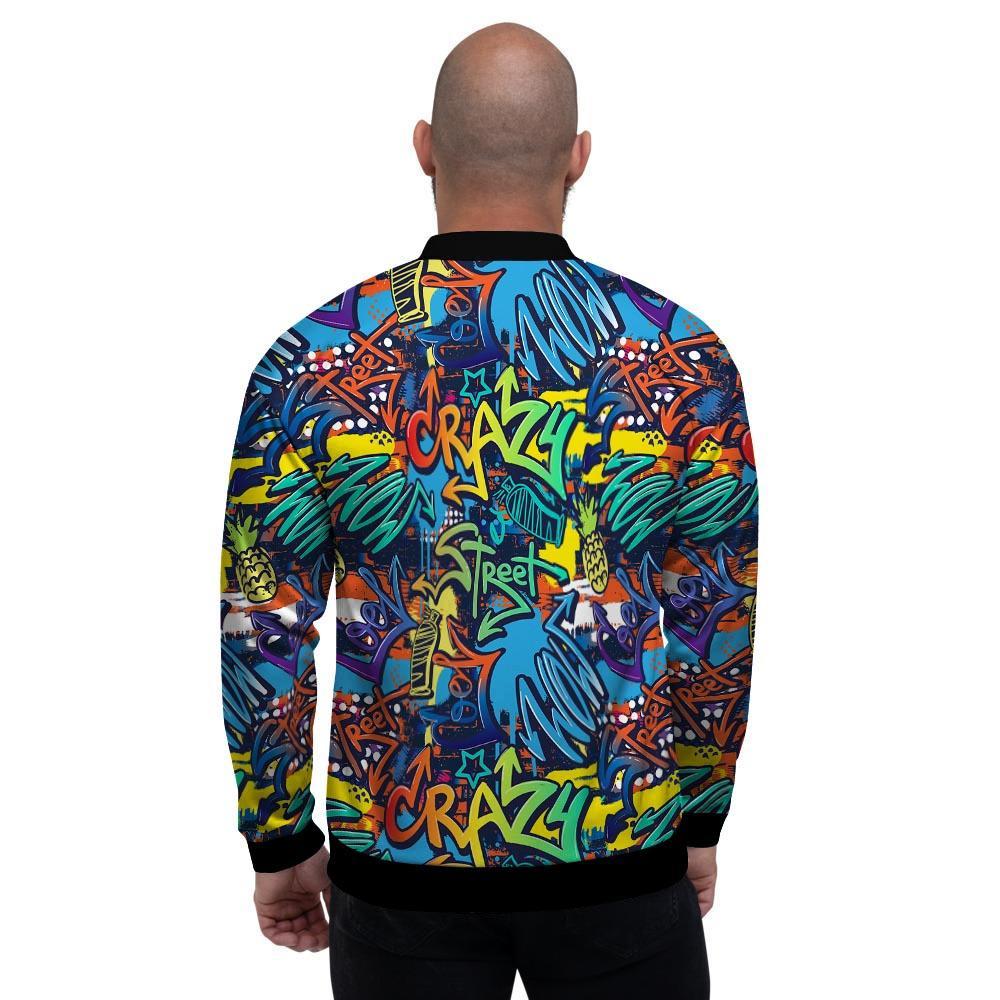 Graffiti Backdrop Print Men's Bomber Jacket-grizzshop