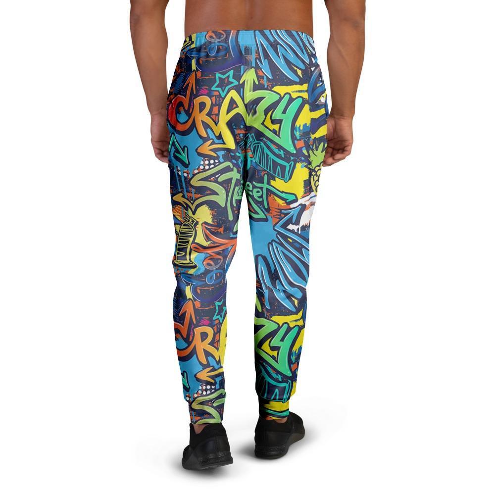 Graffiti Backdrop Print Men's Joggers-grizzshop