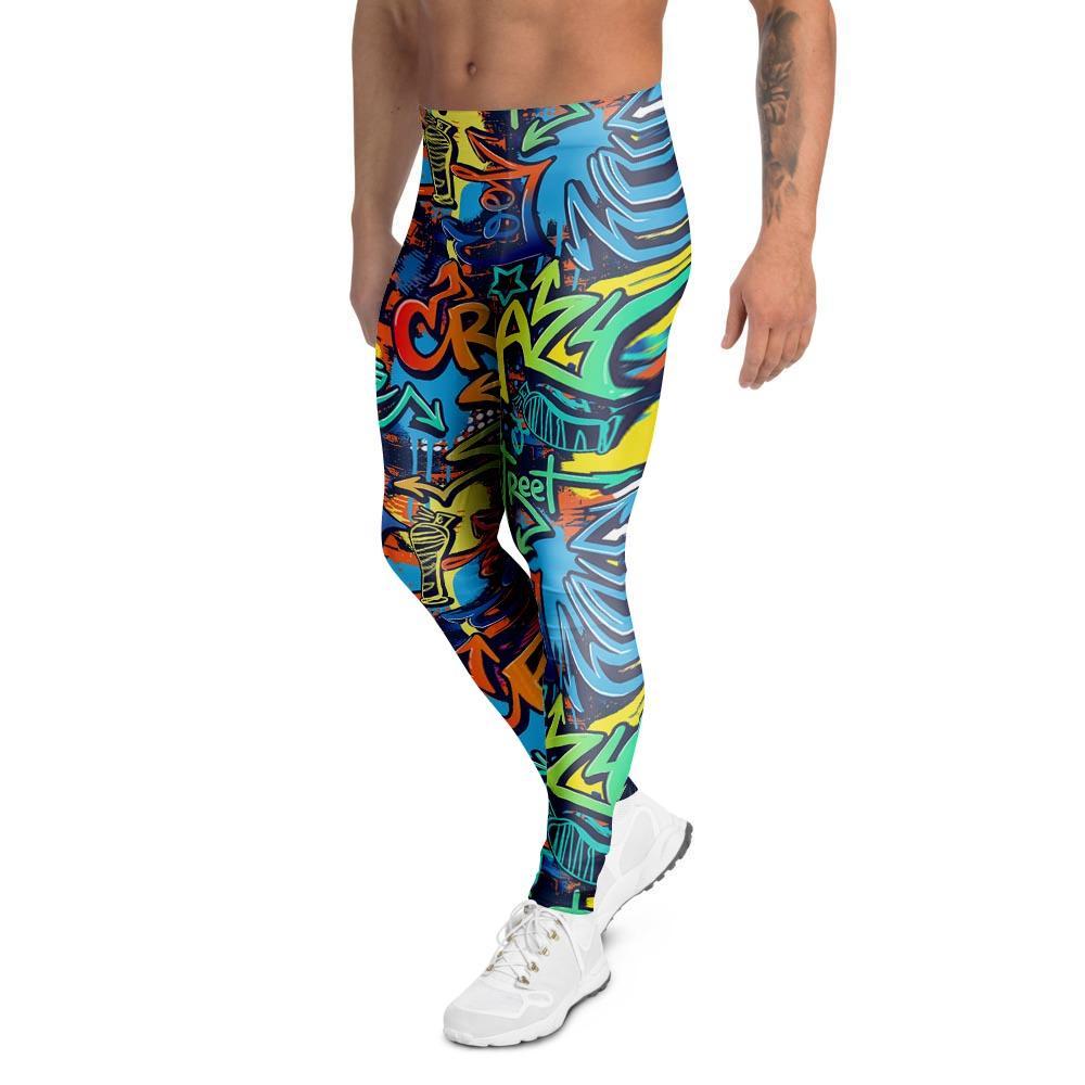 Graffiti Backdrop Print Men's Leggings-grizzshop