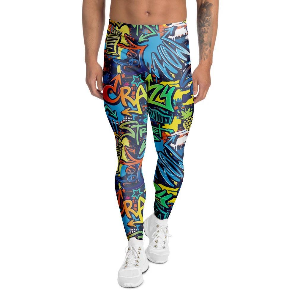 Graffiti Backdrop Print Men's Leggings-grizzshop