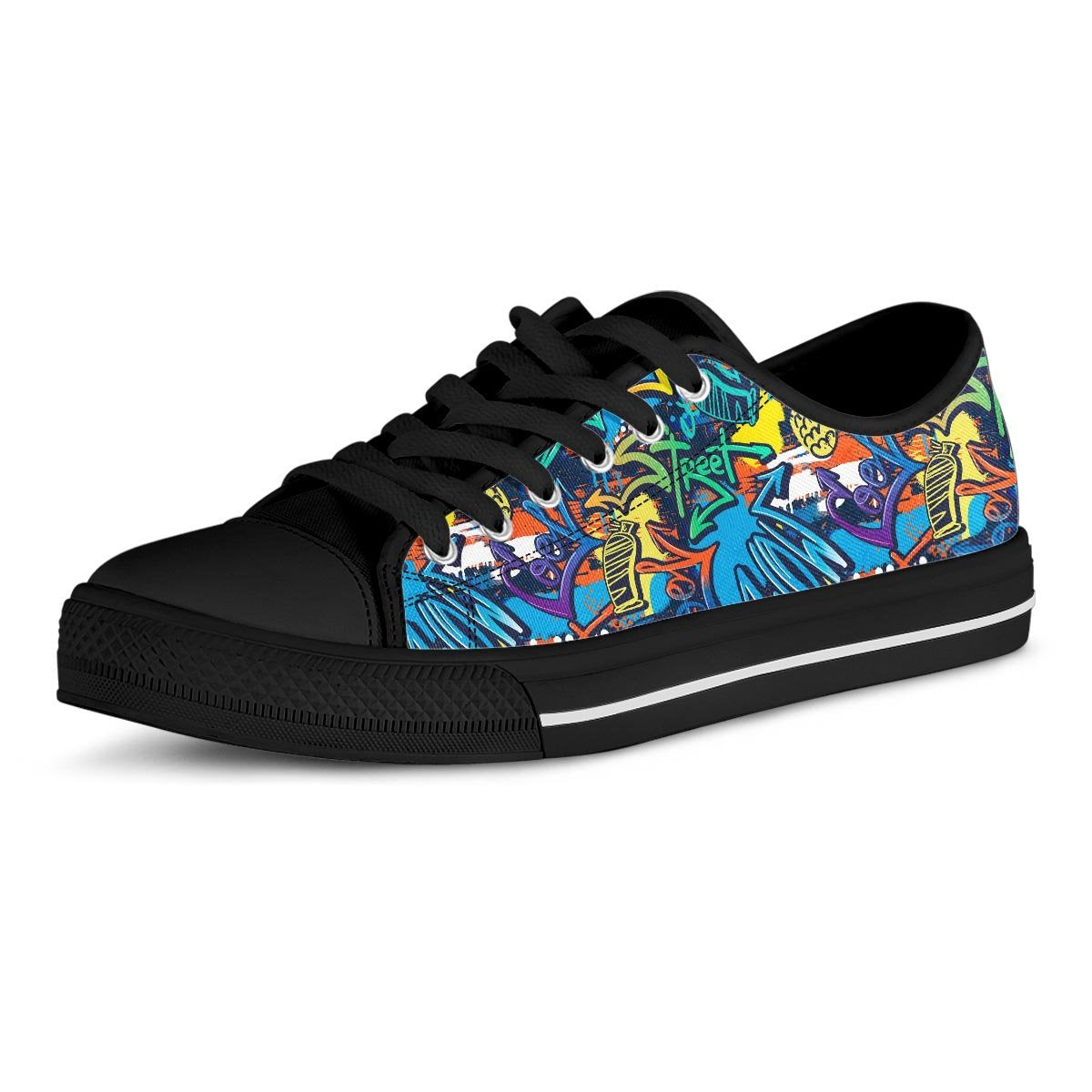 Graffiti Backdrop Print Men's Low Top Shoes-grizzshop