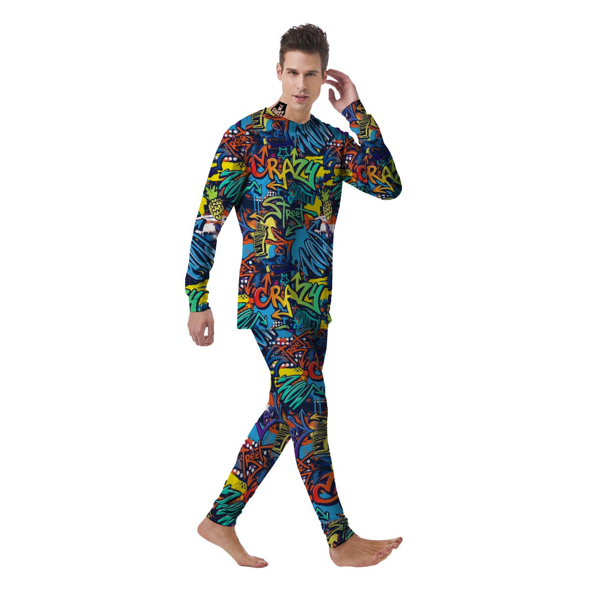 Graffiti Backdrop Print Men's Pajamas-grizzshop