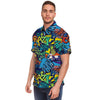 Graffiti Backdrop Print Men's Short Sleeve Shirt-grizzshop