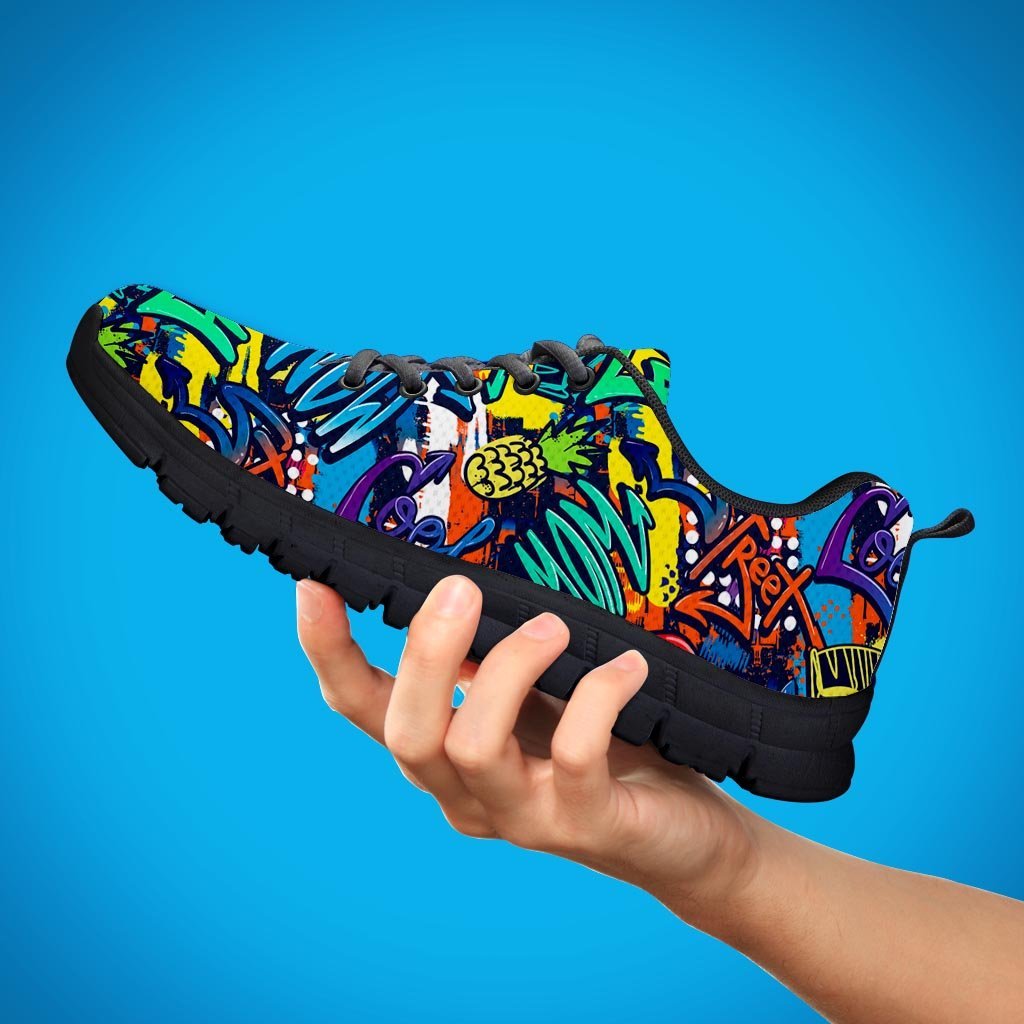 Graffiti Backdrop Print Men's Sneakers-grizzshop