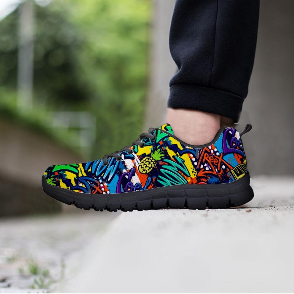 Graffiti Backdrop Print Men's Sneakers-grizzshop