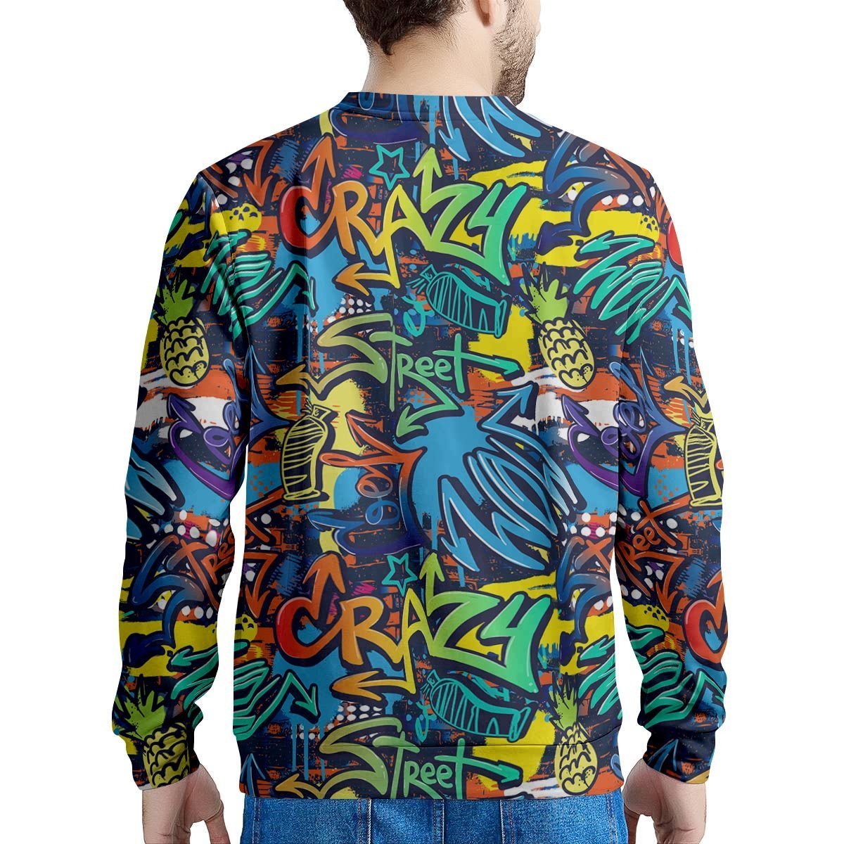 Graffiti Backdrop Print Men's Sweatshirt-grizzshop