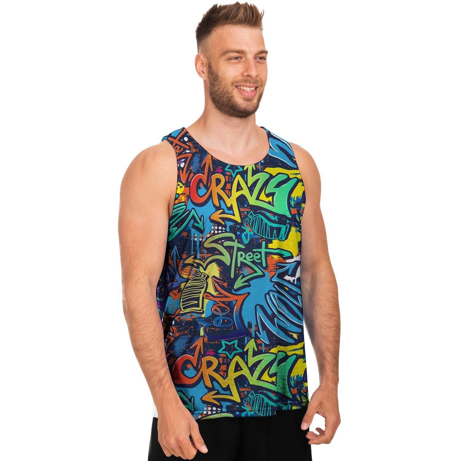 Graffiti Backdrop Print Men's Tank Tops-grizzshop