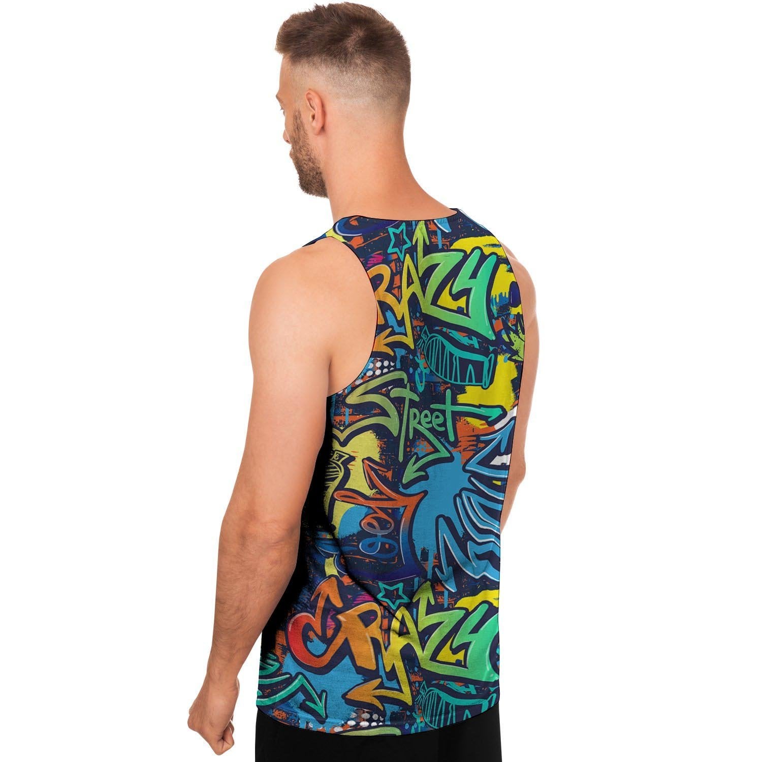 Graffiti Backdrop Print Men's Tank Tops-grizzshop