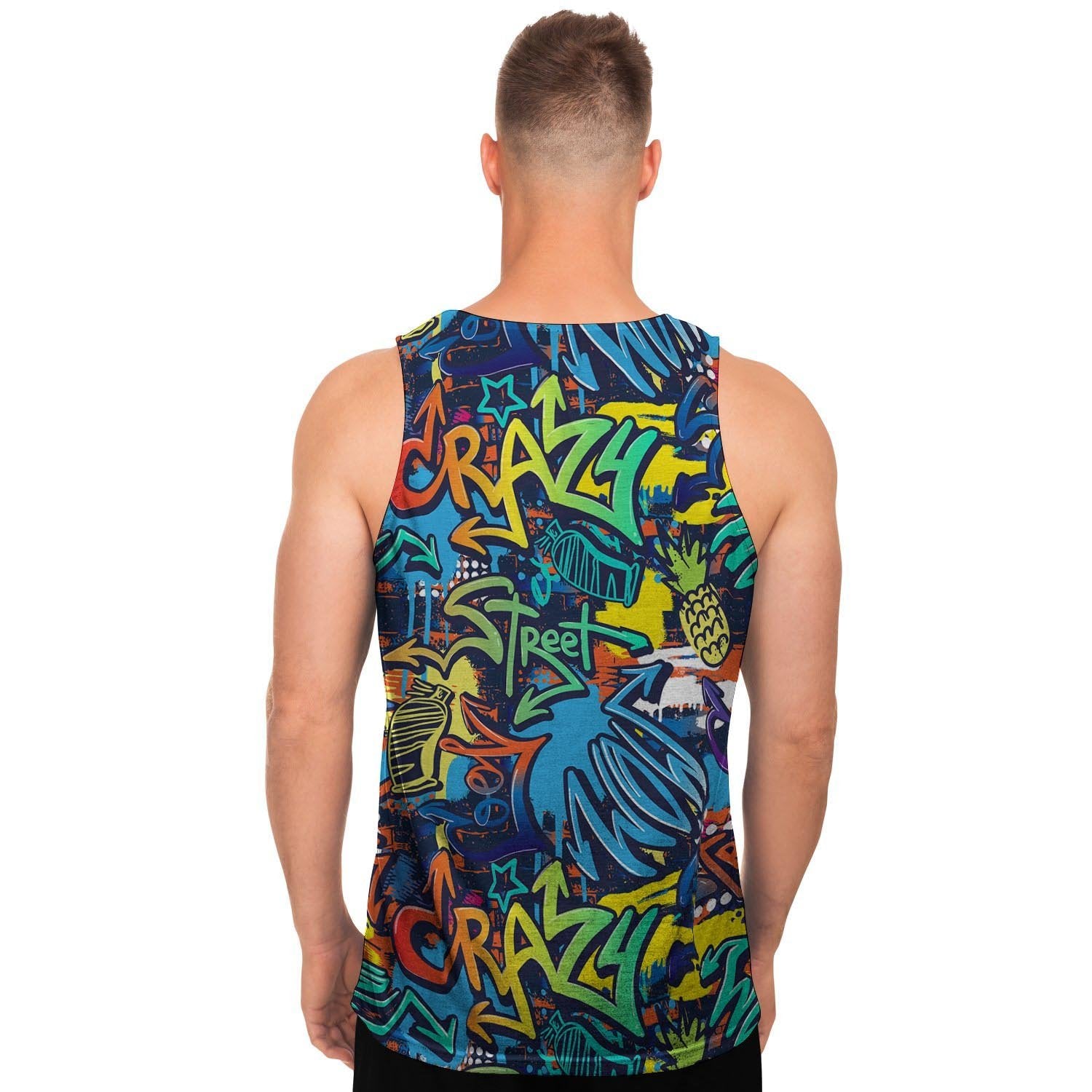 Graffiti Backdrop Print Men's Tank Tops-grizzshop