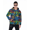 Graffiti Backdrop Print Men's Zip Up Hoodie-grizzshop