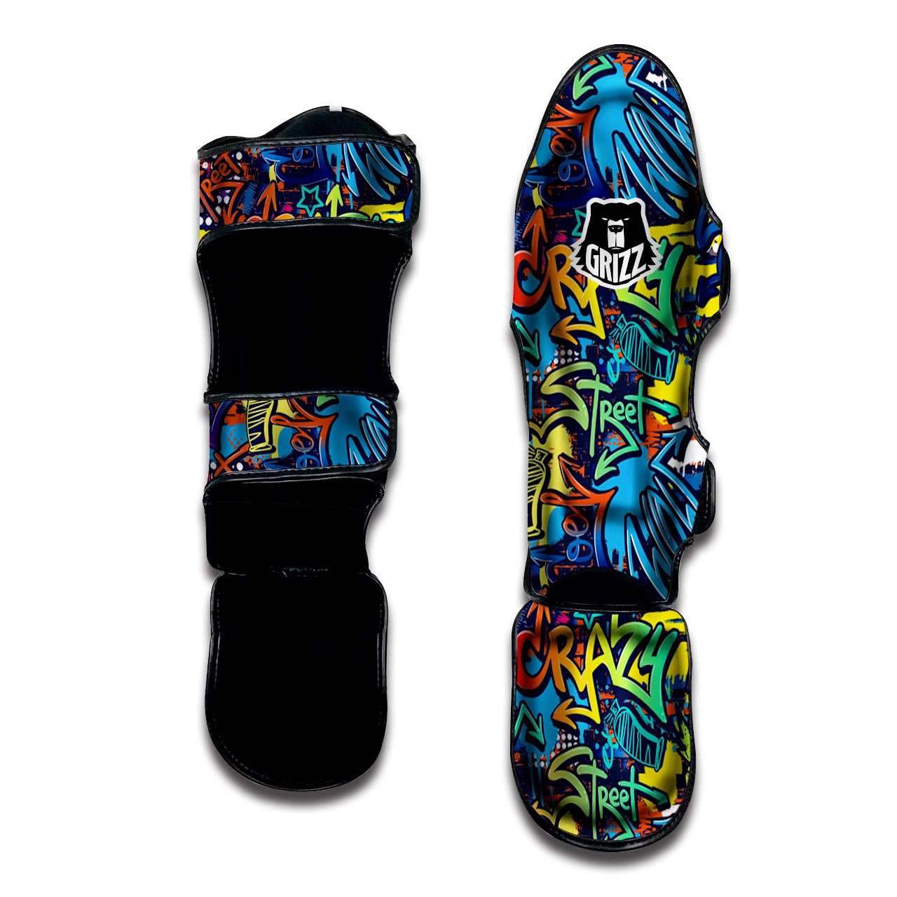 Graffiti Backdrop Print Muay Thai Shin Guard-grizzshop