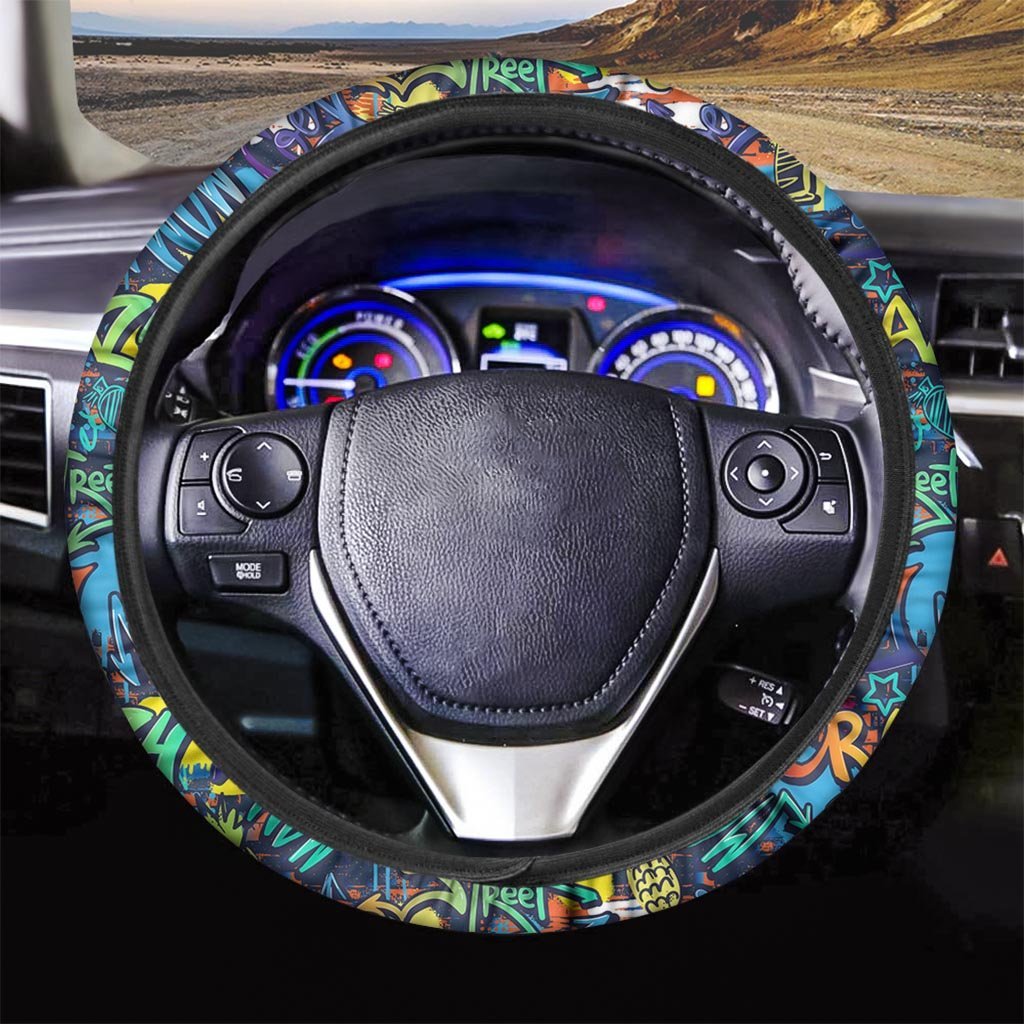 Graffiti Backdrop Print Steering Wheel Cover-grizzshop