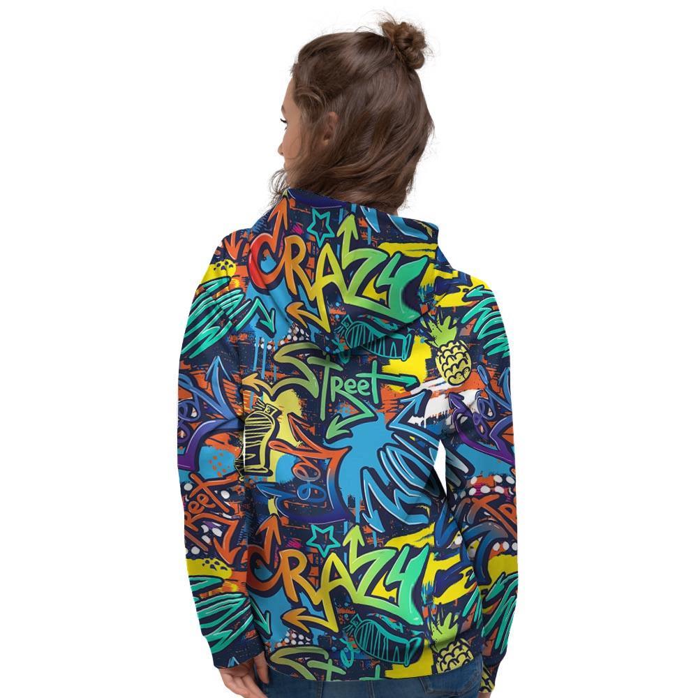 Graffiti Backdrop Print Women's Hoodie-grizzshop