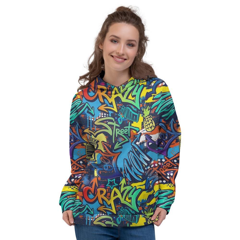 Graffiti Backdrop Print Women's Hoodie-grizzshop