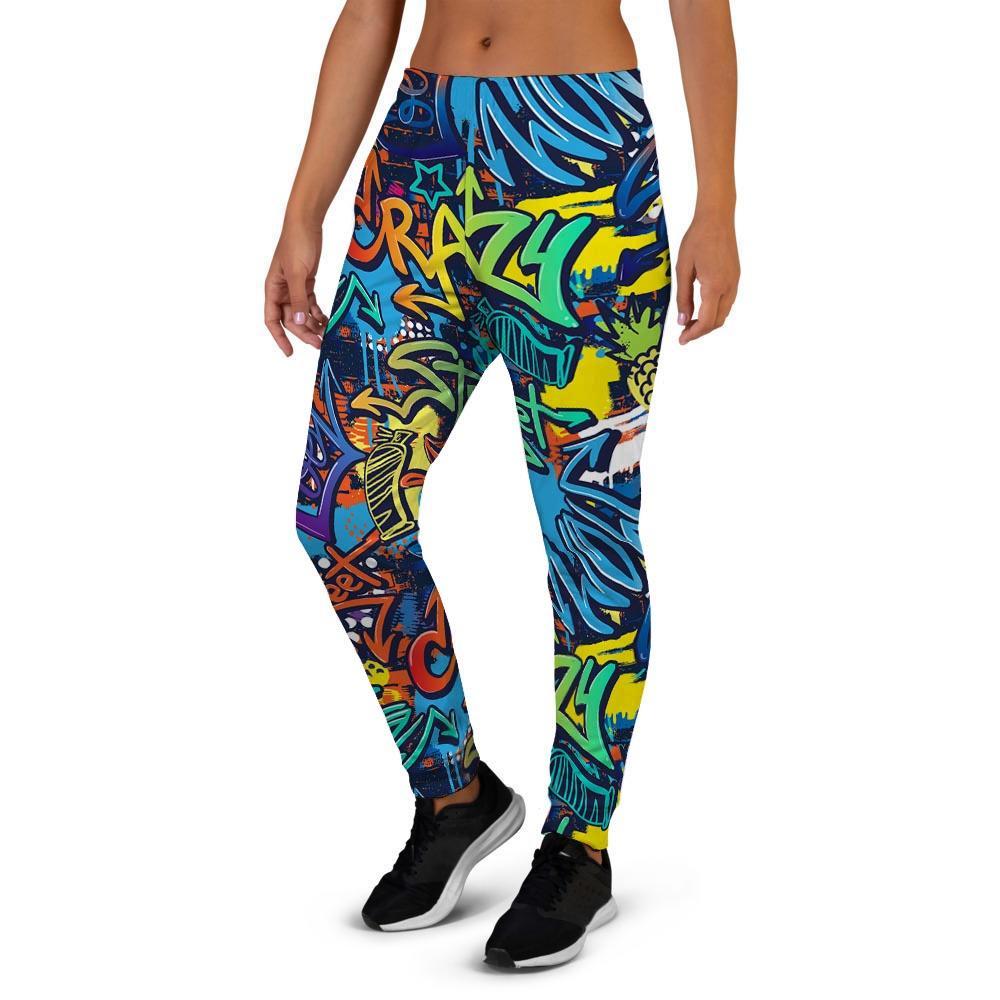 Graffiti Backdrop Print Women's Joggers-grizzshop