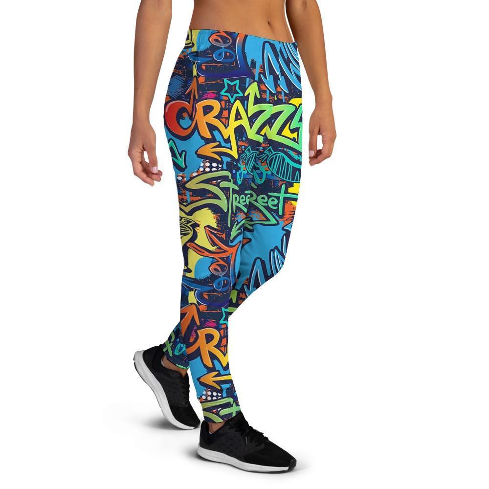 Graffiti Backdrop Print Women's Joggers-grizzshop