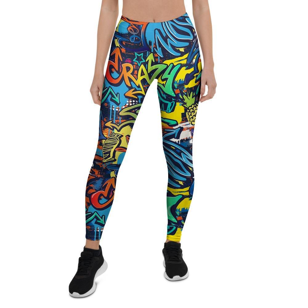 Graffiti Backdrop Print Women's Leggings-grizzshop