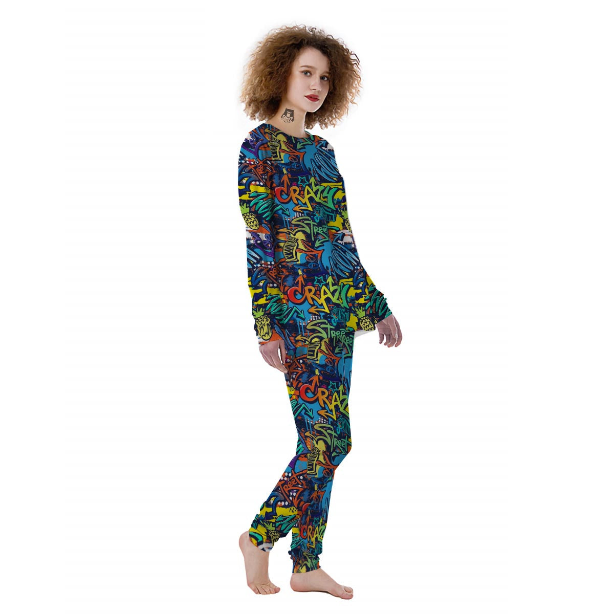 Graffiti Backdrop Print Women's Pajamas-grizzshop