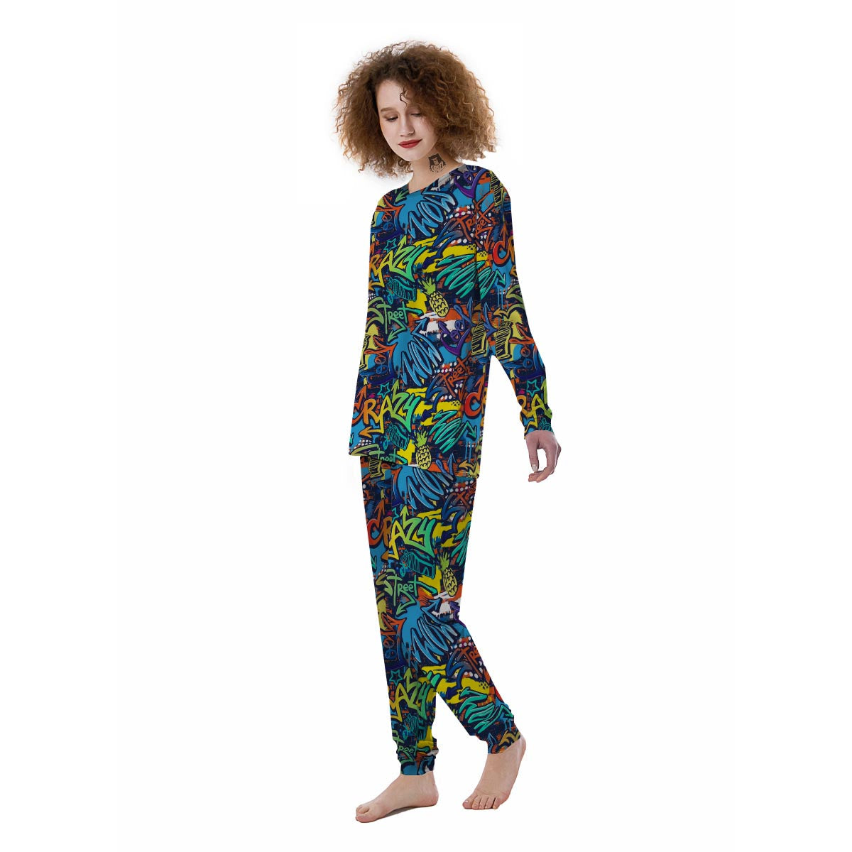 Graffiti Backdrop Print Women's Pajamas-grizzshop