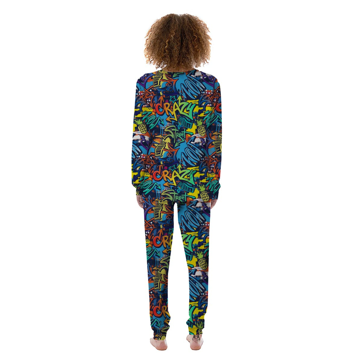 Graffiti Backdrop Print Women's Pajamas-grizzshop