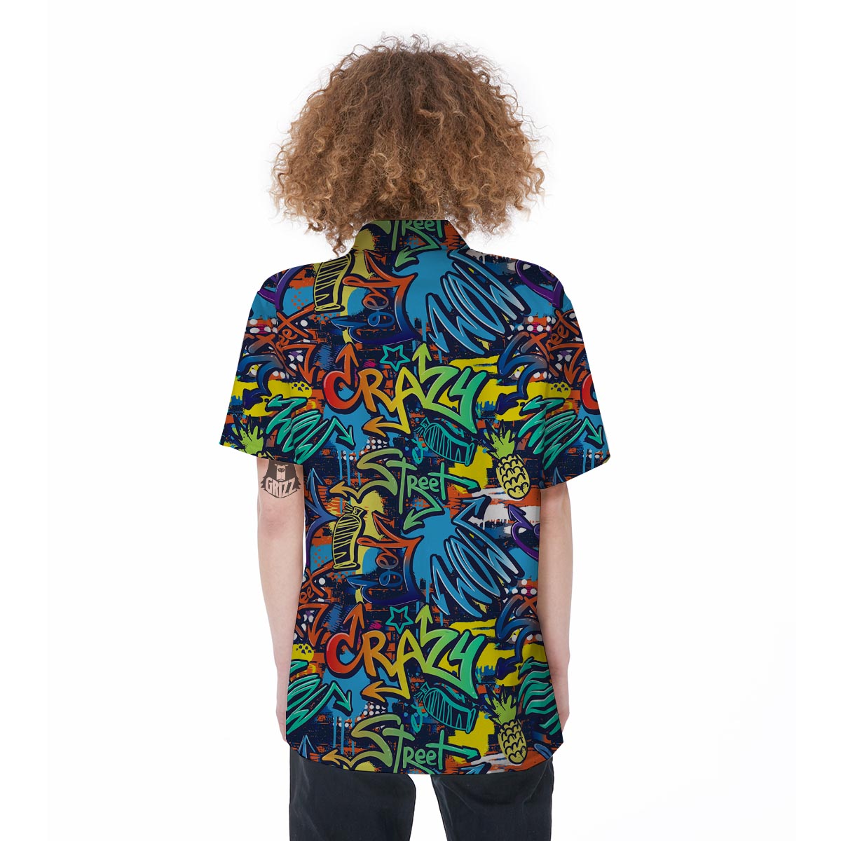 Graffiti Backdrop Print Women's Short Sleeve Shirts-grizzshop