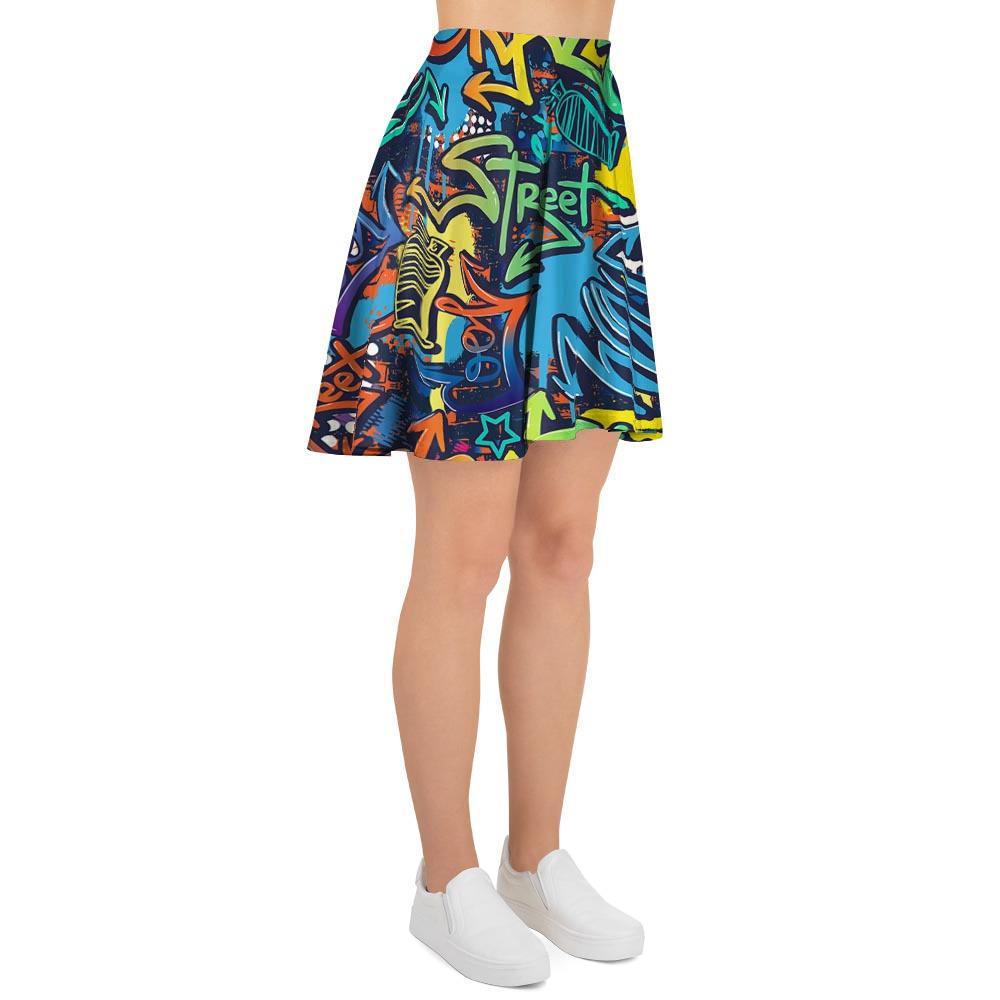 Graffiti Backdrop Print Women's Skirt-grizzshop