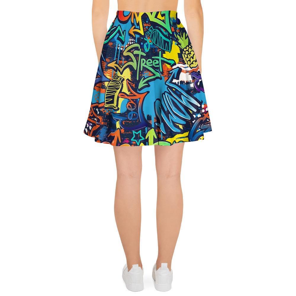 Graffiti Backdrop Print Women's Skirt-grizzshop