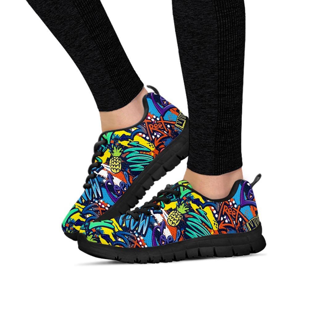 Graffiti Backdrop Print Women's Sneakers-grizzshop