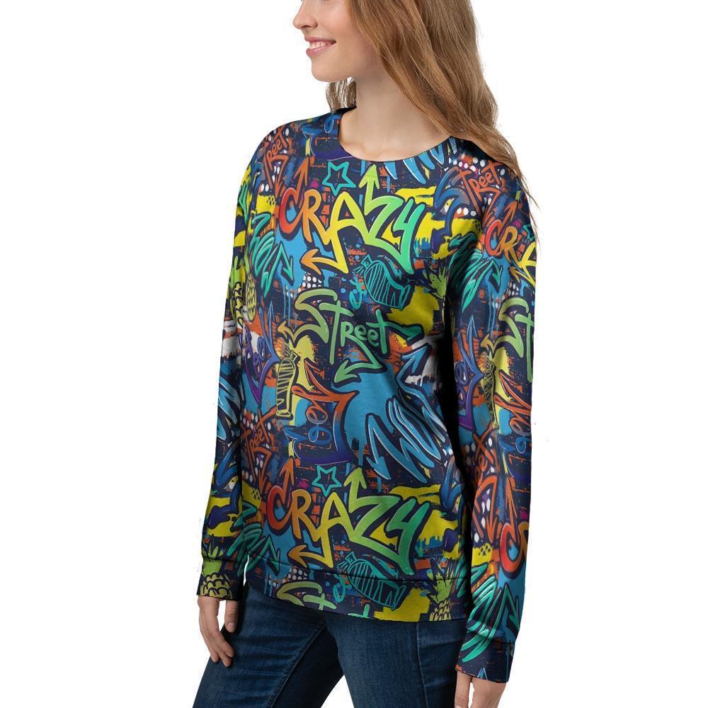 Graffiti Backdrop Print Women's Sweatshirt-grizzshop