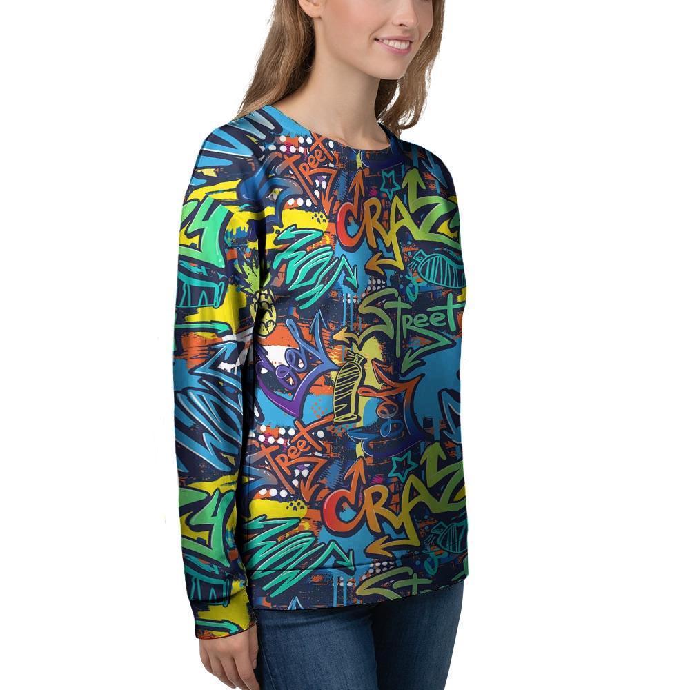 Graffiti Backdrop Print Women's Sweatshirt-grizzshop