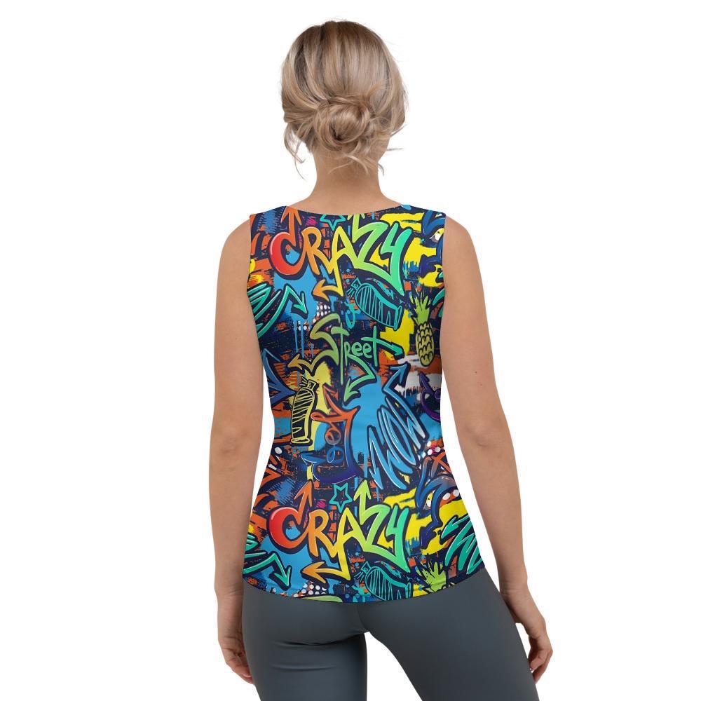 Graffiti Backdrop Print Women's Tank Top-grizzshop