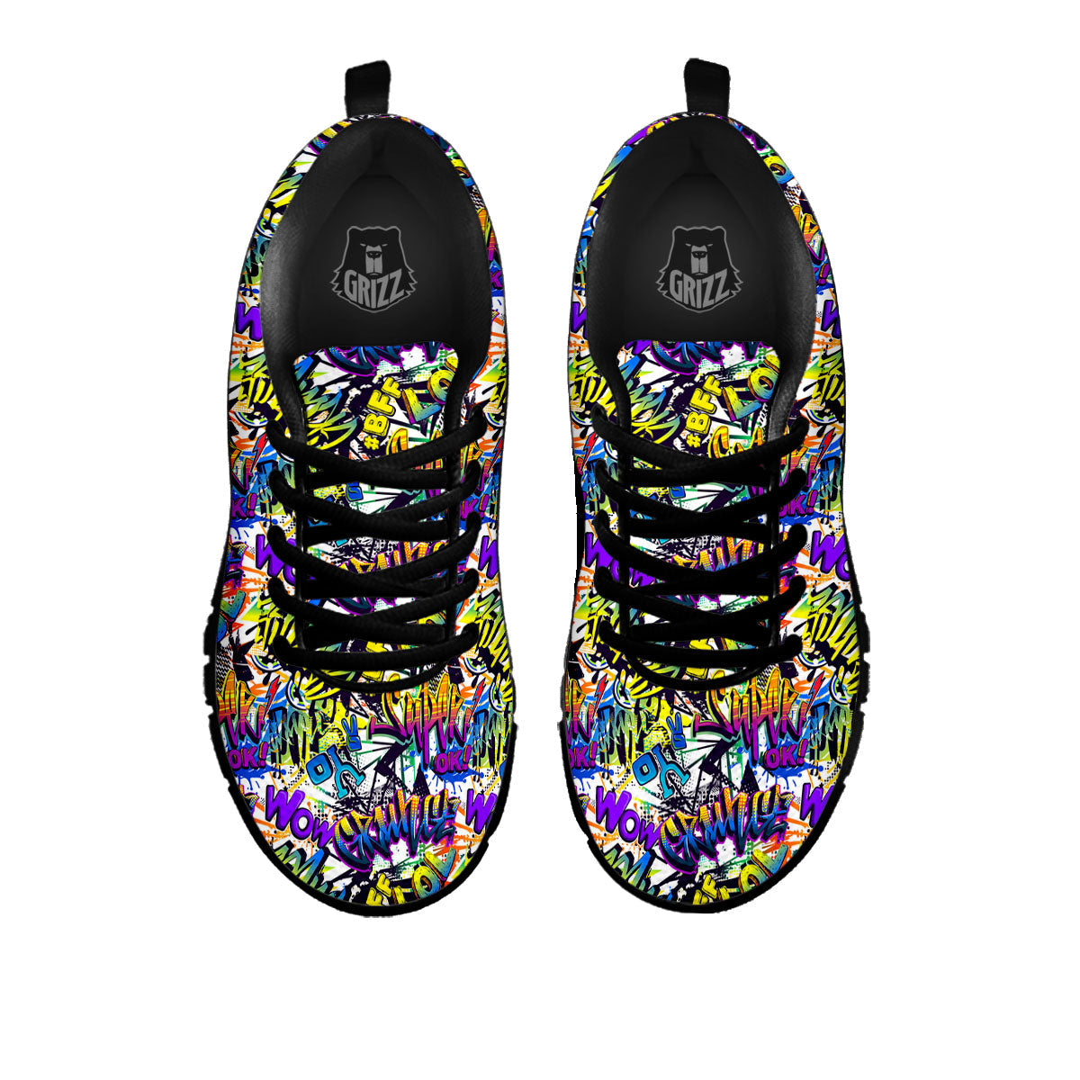 Graffiti Colorful Print Pattern Black Sneaker-grizzshop