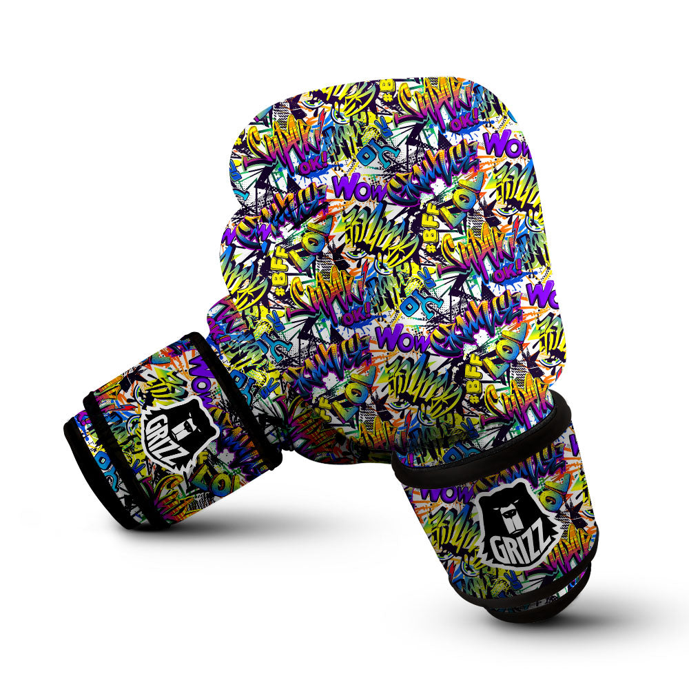 Graffiti Colorful Print Pattern Boxing Gloves-grizzshop