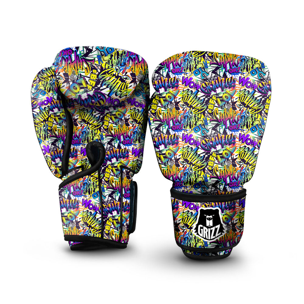 Graffiti Colorful Print Pattern Boxing Gloves-grizzshop