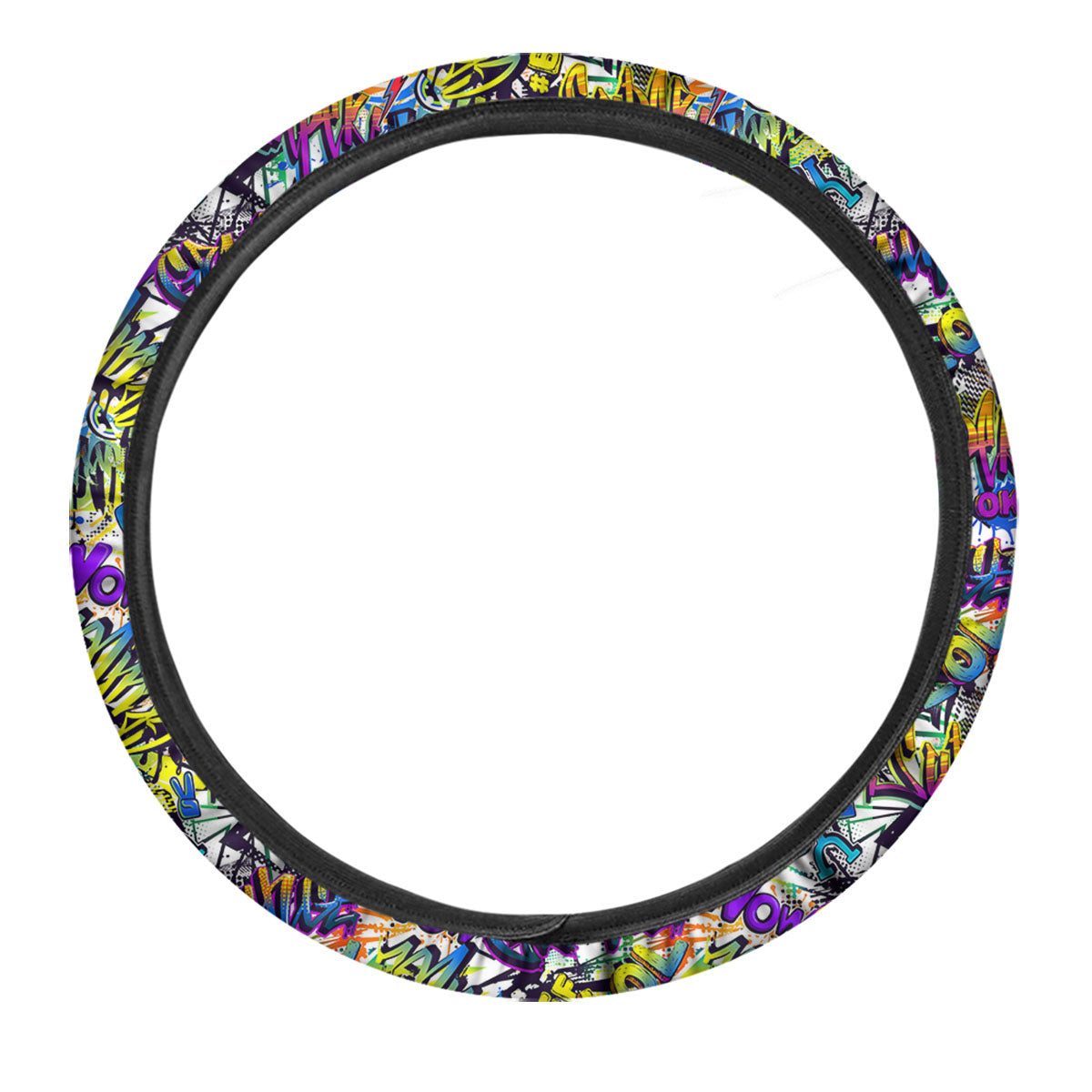 Graffiti Colorful Print Pattern Car Steering Wheel Cover-grizzshop