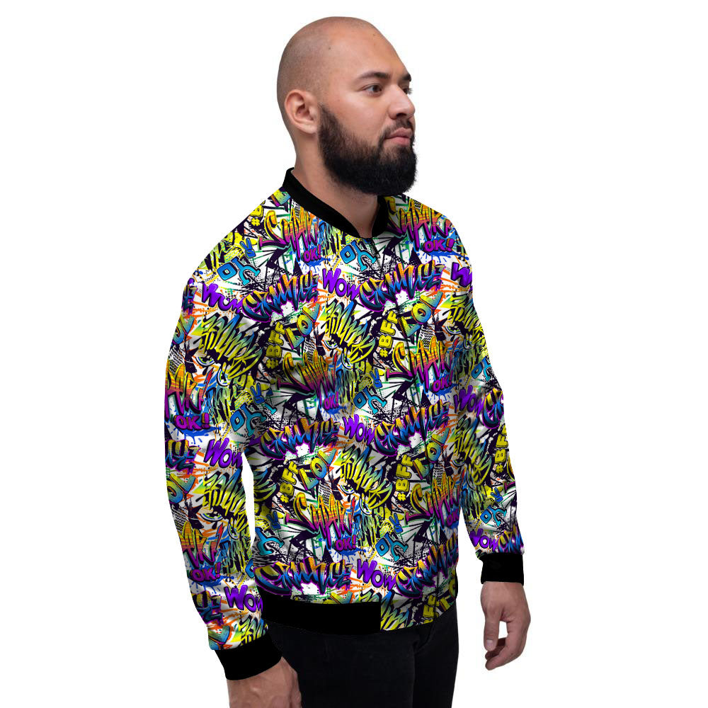 Graffiti Colorful Print Pattern Men's Bomber Jacket-grizzshop