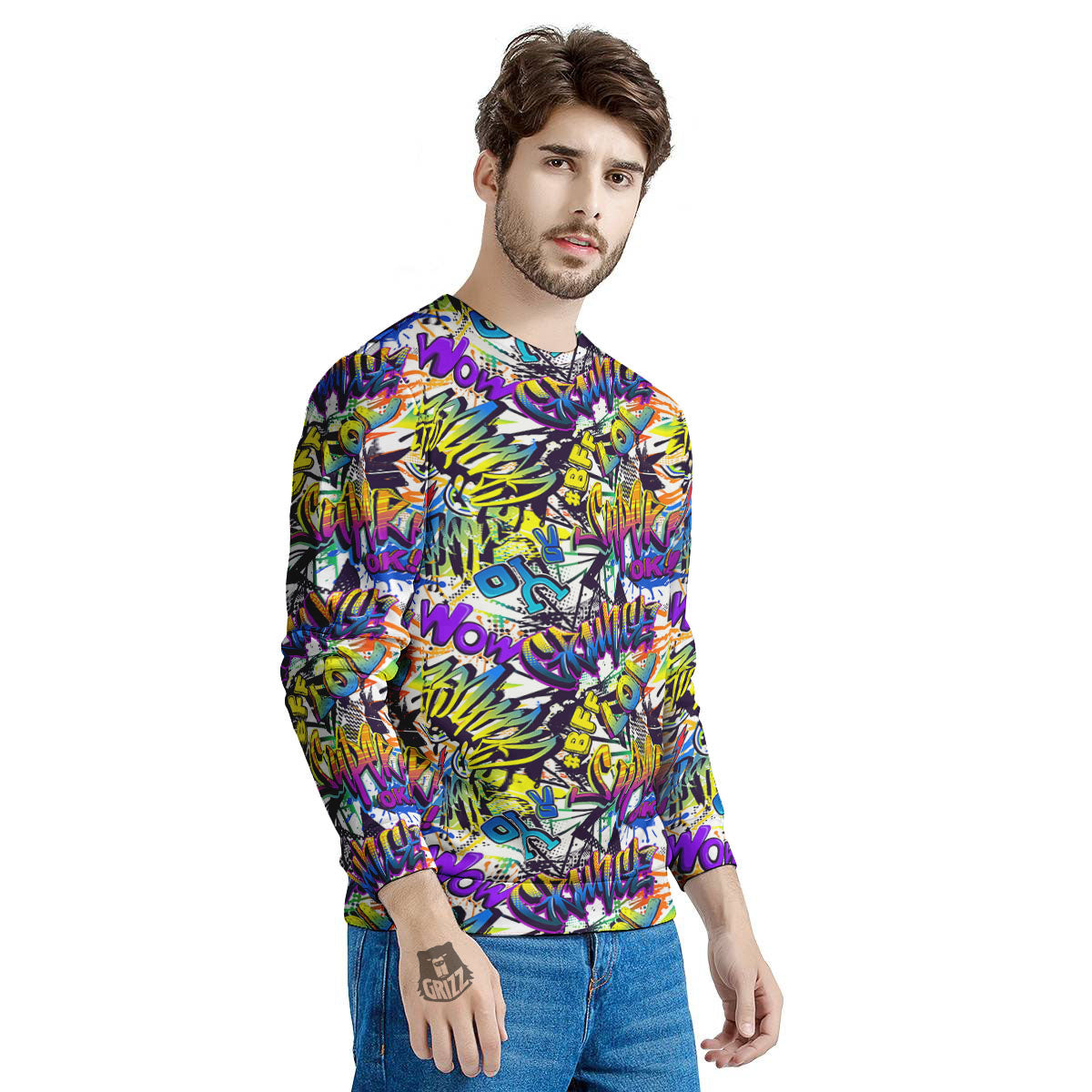 Graffiti Colorful Print Pattern Men's Sweatshirt-grizzshop