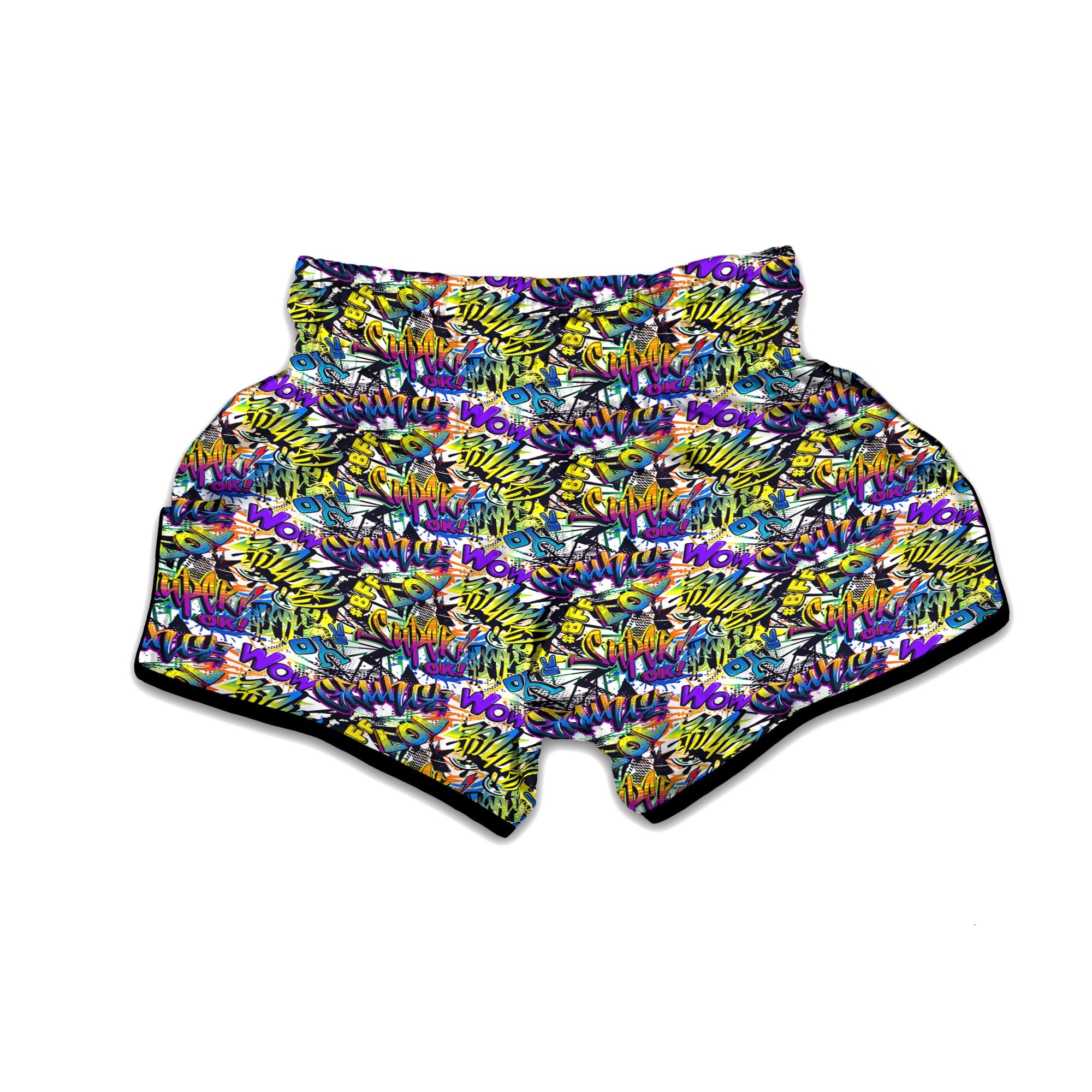 Graffiti Colorful Print Pattern Muay Thai Boxing Shorts-grizzshop