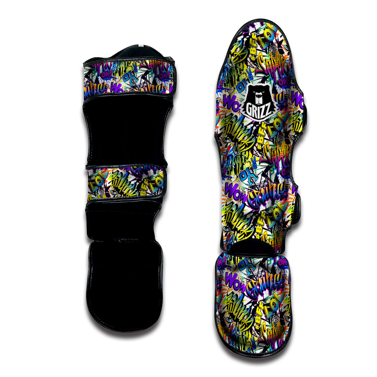Graffiti Colorful Print Pattern Muay Thai Shin Guards-grizzshop