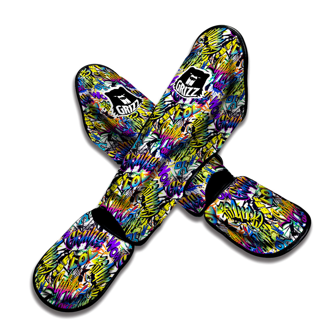 Graffiti Colorful Print Pattern Muay Thai Shin Guards-grizzshop