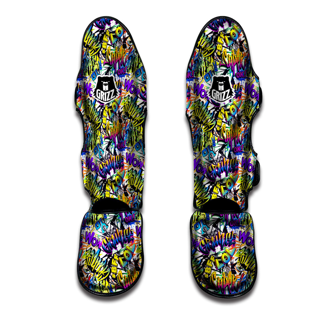 Graffiti Colorful Print Pattern Muay Thai Shin Guards-grizzshop