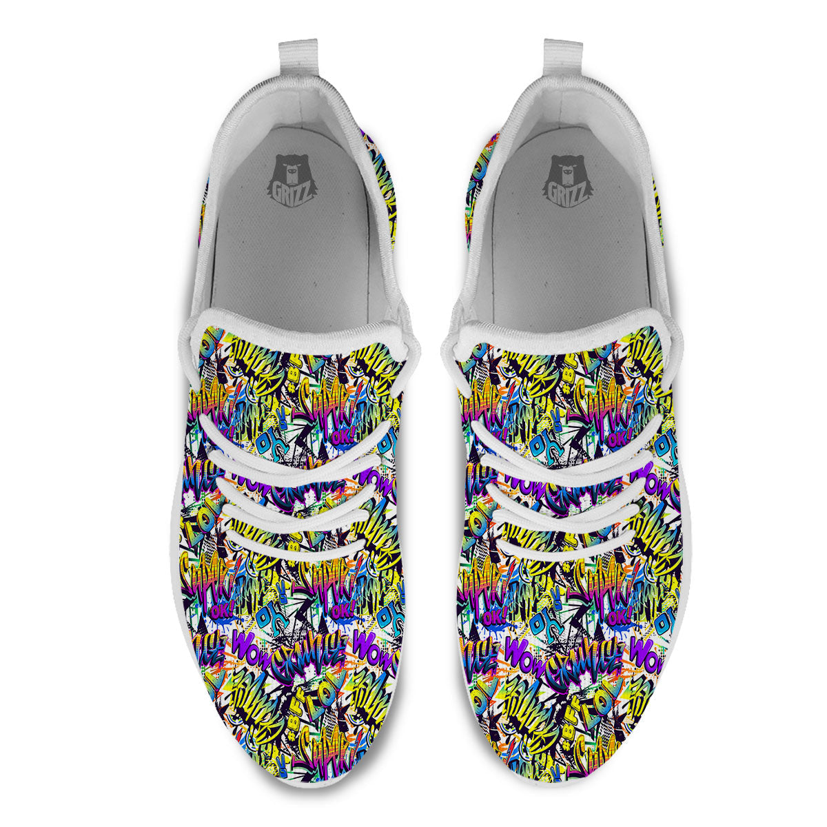 Graffiti Colorful Print Pattern White Athletic Shoes-grizzshop