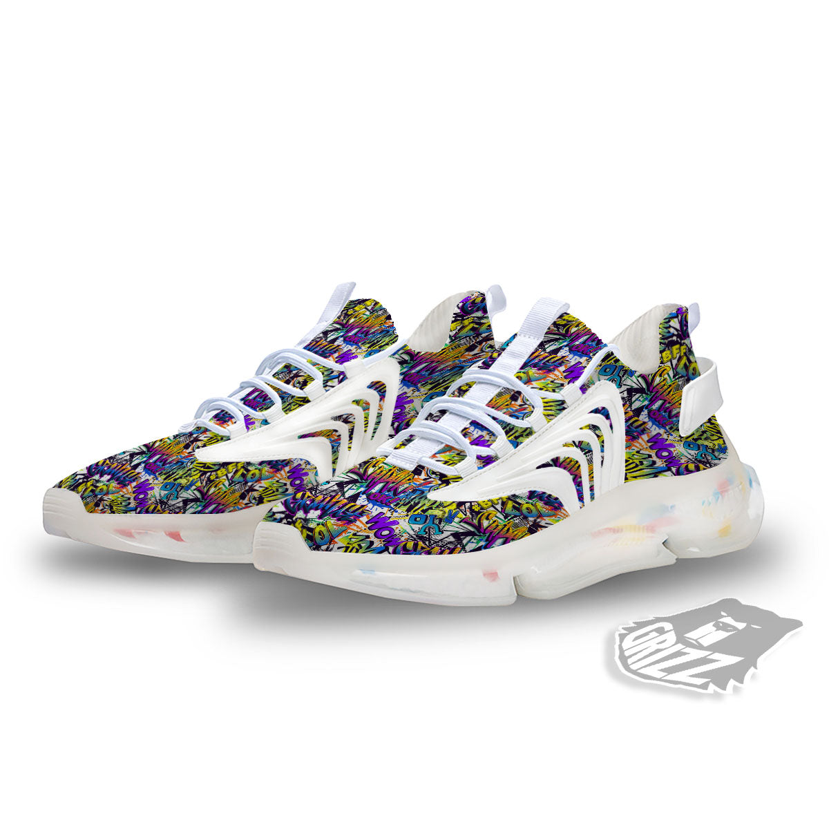 Graffiti Colorful Print Pattern White Gym Shoes-grizzshop